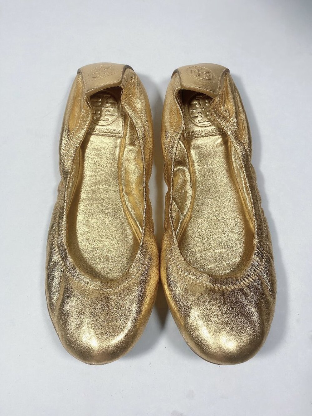Tory Burch Metallic Gold Leather Ballet Flats